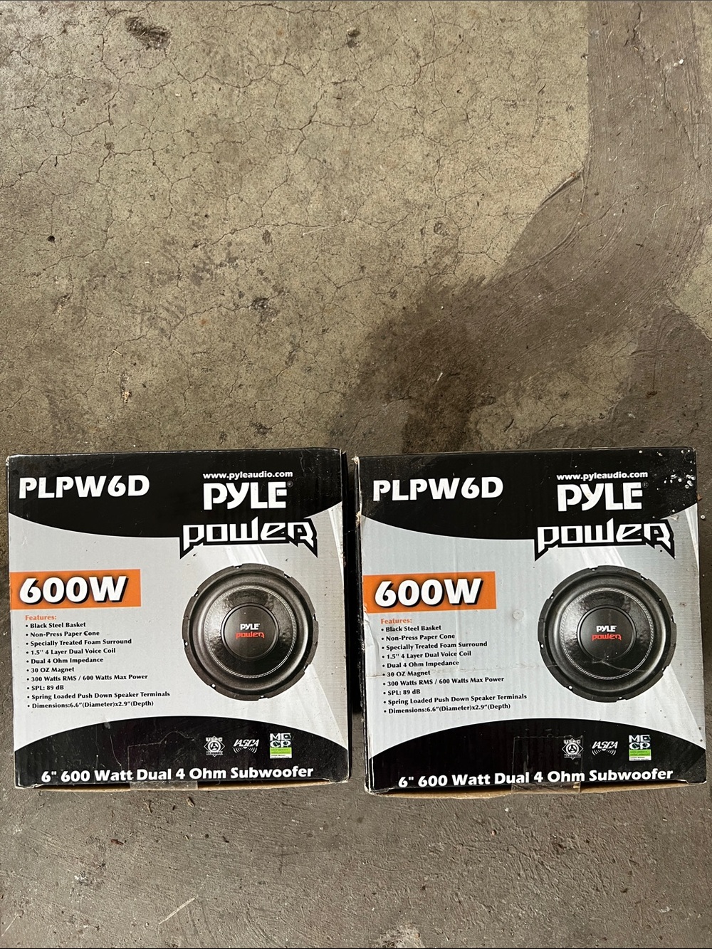 2 Pyle PLPW6D 6" 600 Watt Dual 4 OHM Subwoofer (Black)
